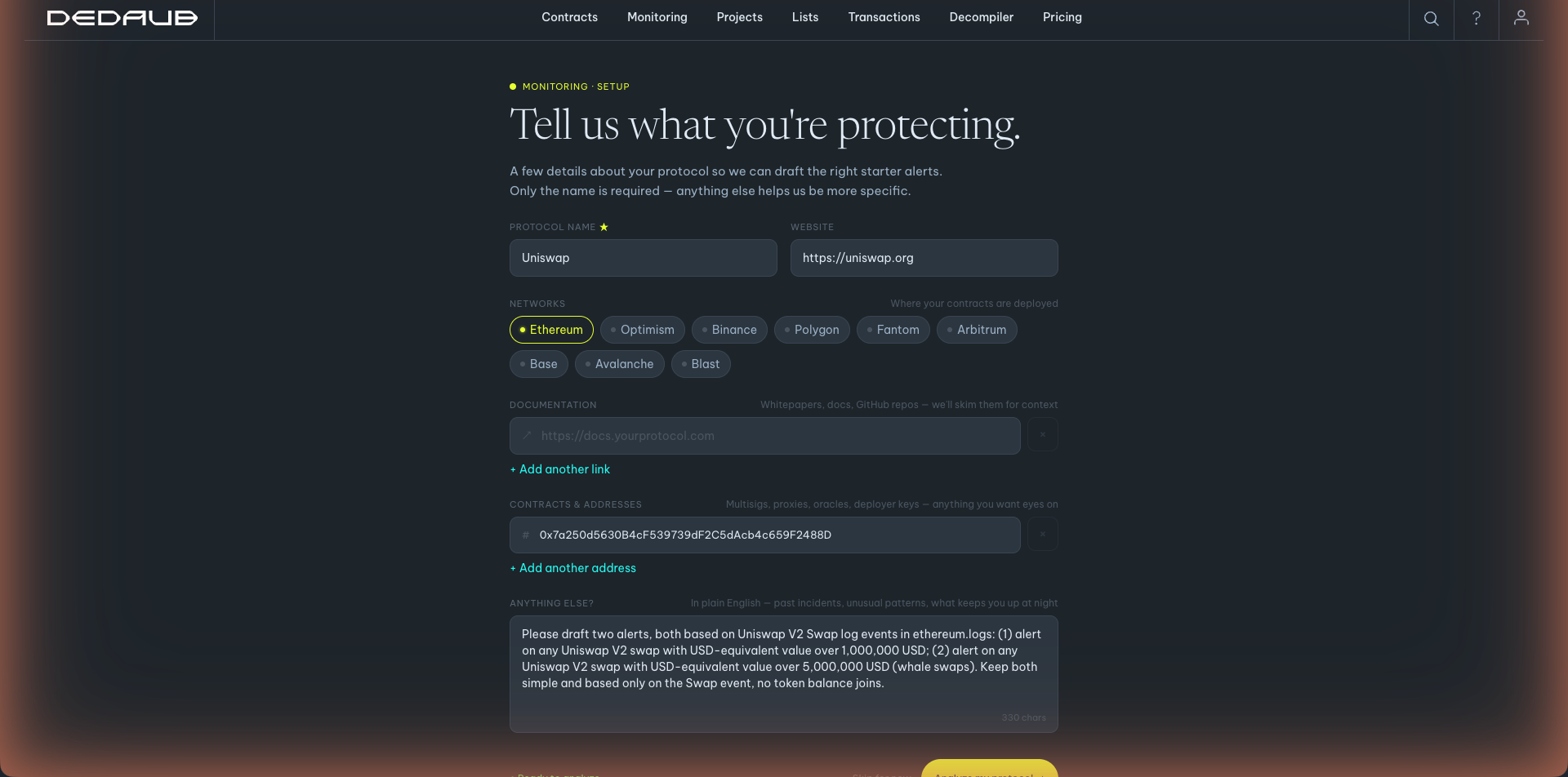 Filled onboarding form
